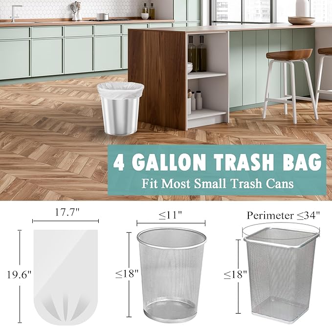 8 Gallon Medium Trash Bags with Handles (200 Pack, Multi-Color)