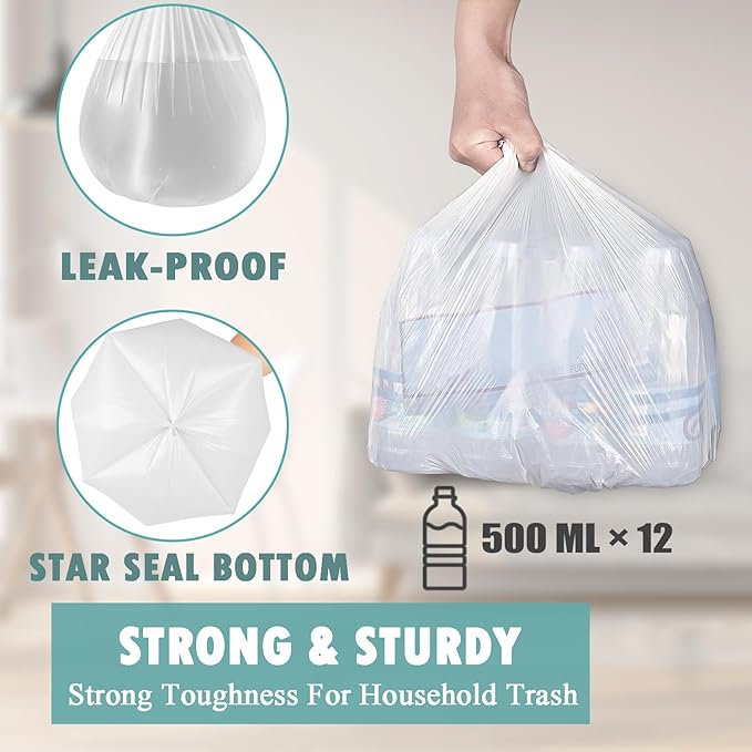 8 Gallon Medium Trash Bags with Handles (200 Pack, Multi-Color)